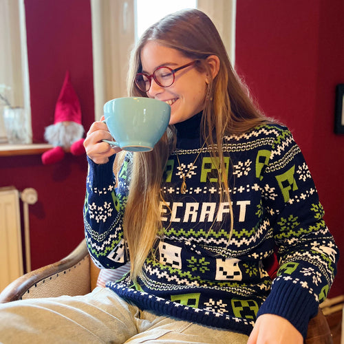 Produktbild Minecraft - Mönstrad stickad tröja blå