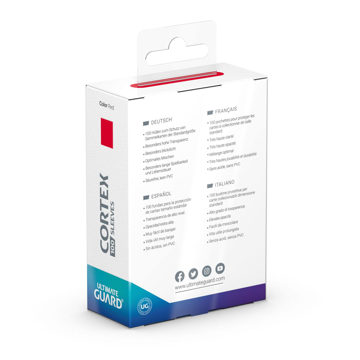 Produktbild Cortex kortfickor röda 100-pack Ultimate Guard – TCG standardstorlek