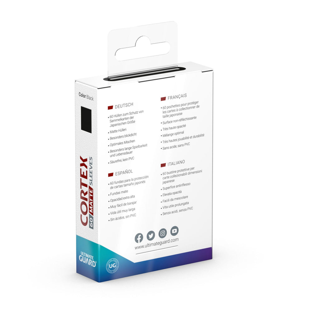 Produktbild Cortex kortfickor matt svart 60-pack Ultimate Guard, japansk storlek för TCG