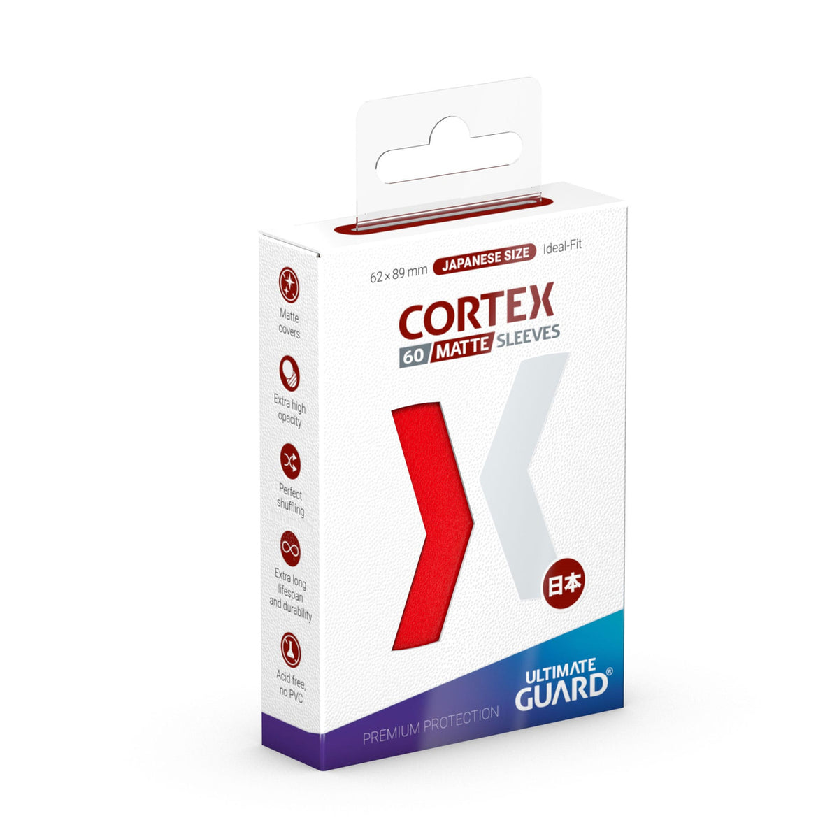 Produktbild Cortex kortfodral matt röd 60-pack Ultimate Guard för TCG japansk storlek