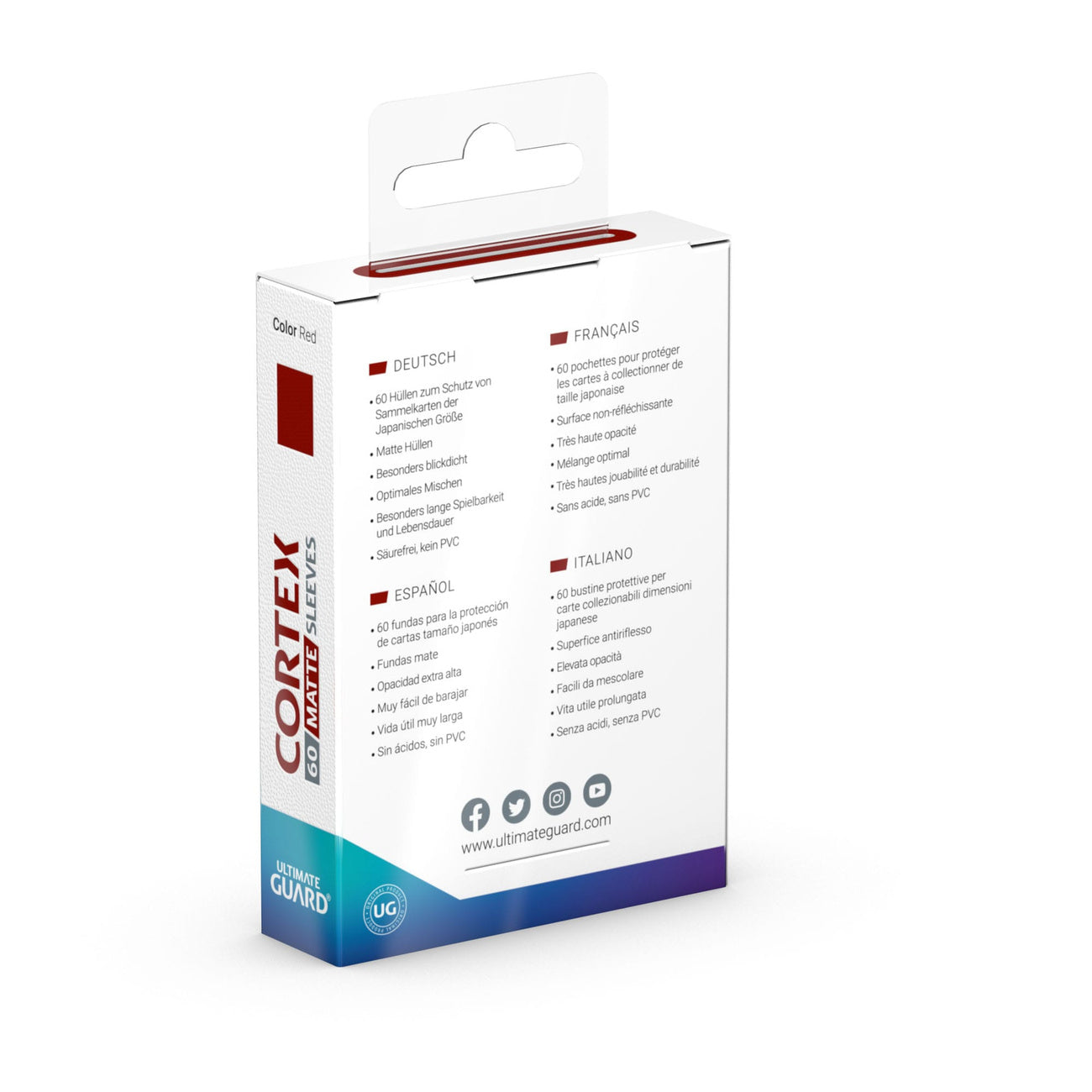 Produktbild Cortex kortfodral matt röd 60-pack Ultimate Guard för TCG japansk storlek