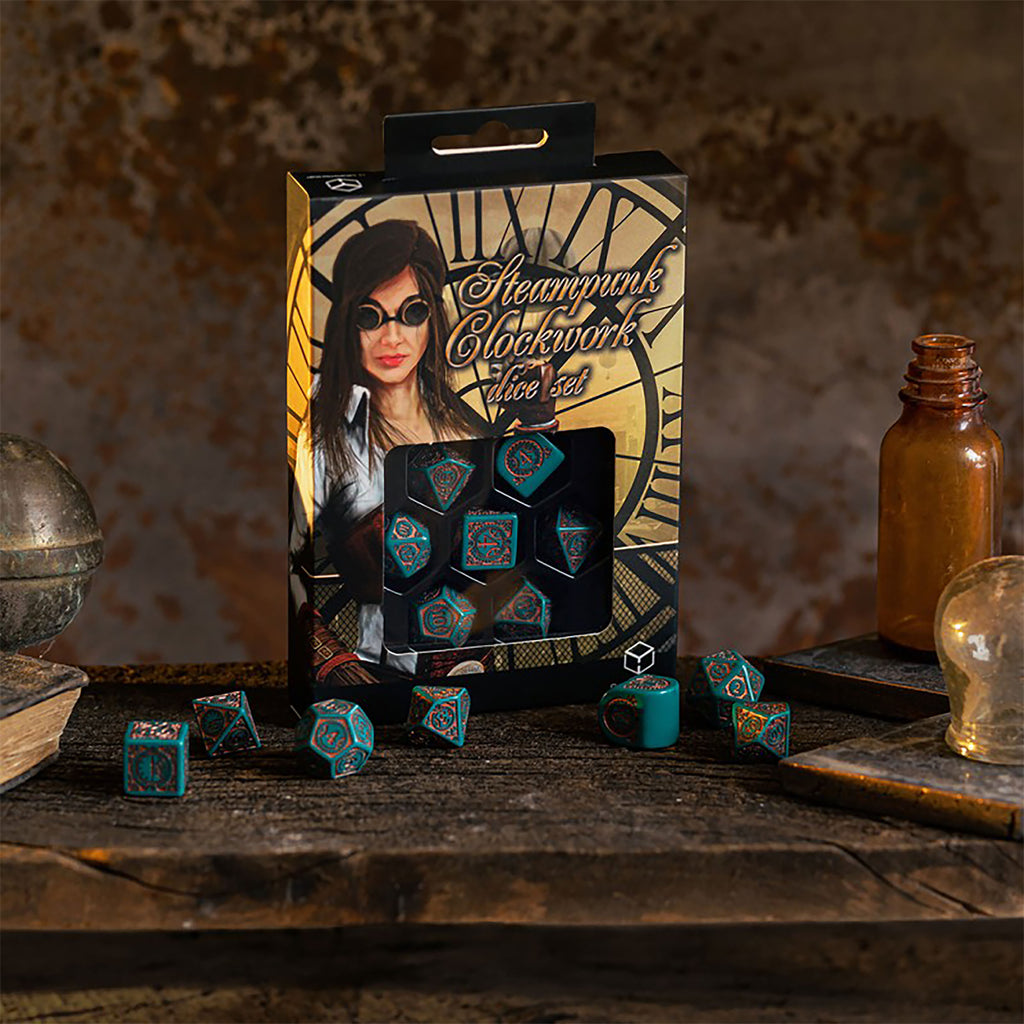 Produktbild Steampunk Clockwork Nautical Apparatus Modern RPG Tärningsset 7-delar