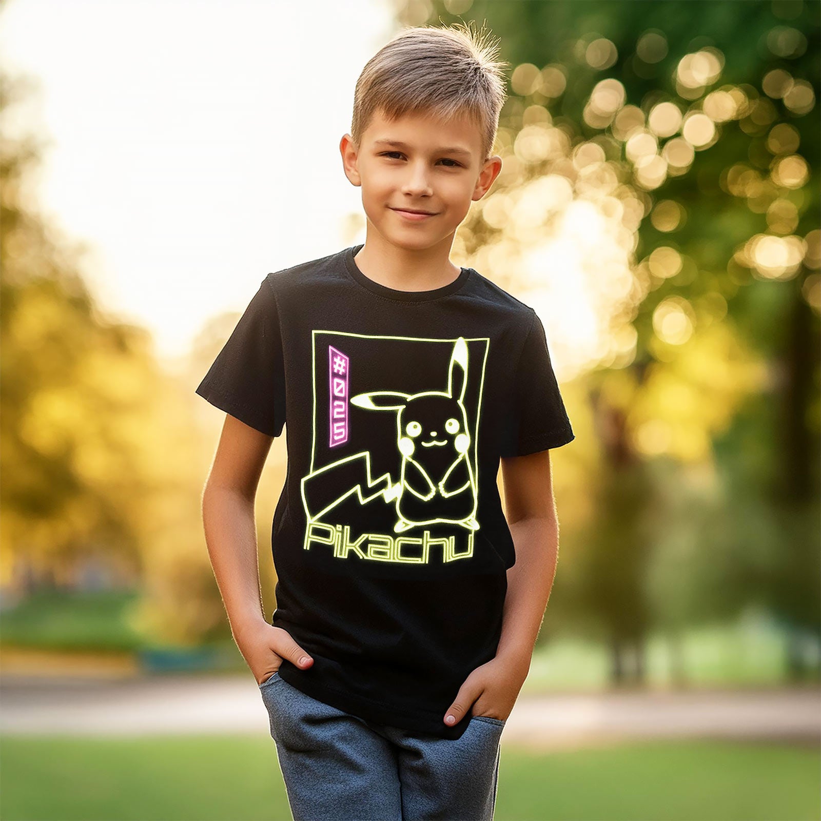 Produktbild Pokemon - Pikachu Neon T-shirt Barn svart