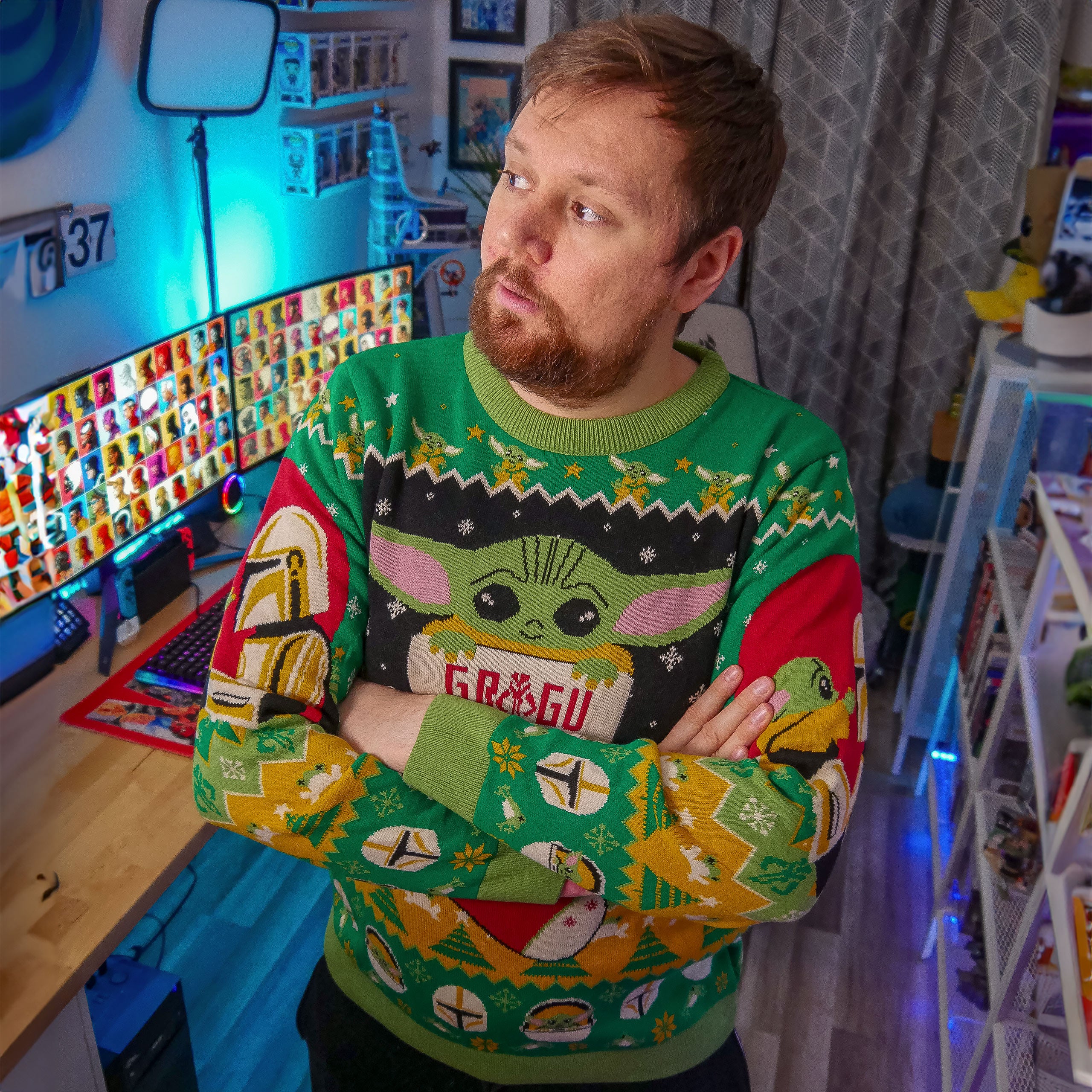 Produktbild Grogu med Mando Stickad Tröja - Star Wars The Mandalorian