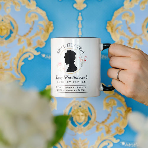 Produktbild Spill the Tea! Society Papers-mugg för Bridgerton-fans