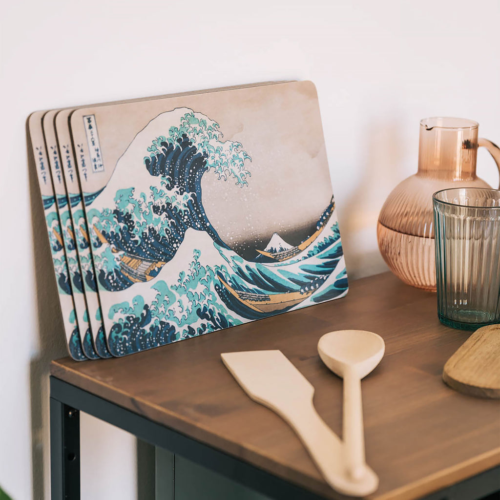 Produktbild Den stora vågen utanför Kanagawa - Katsushika Hokusai frukostbricka 4-delad set