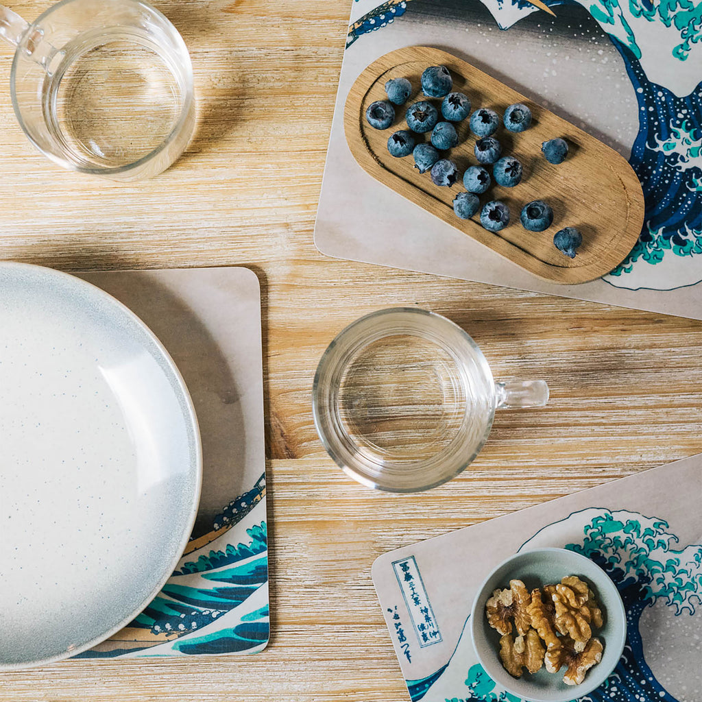 Produktbild Den stora vågen utanför Kanagawa - Katsushika Hokusai frukostbricka 4-delad set