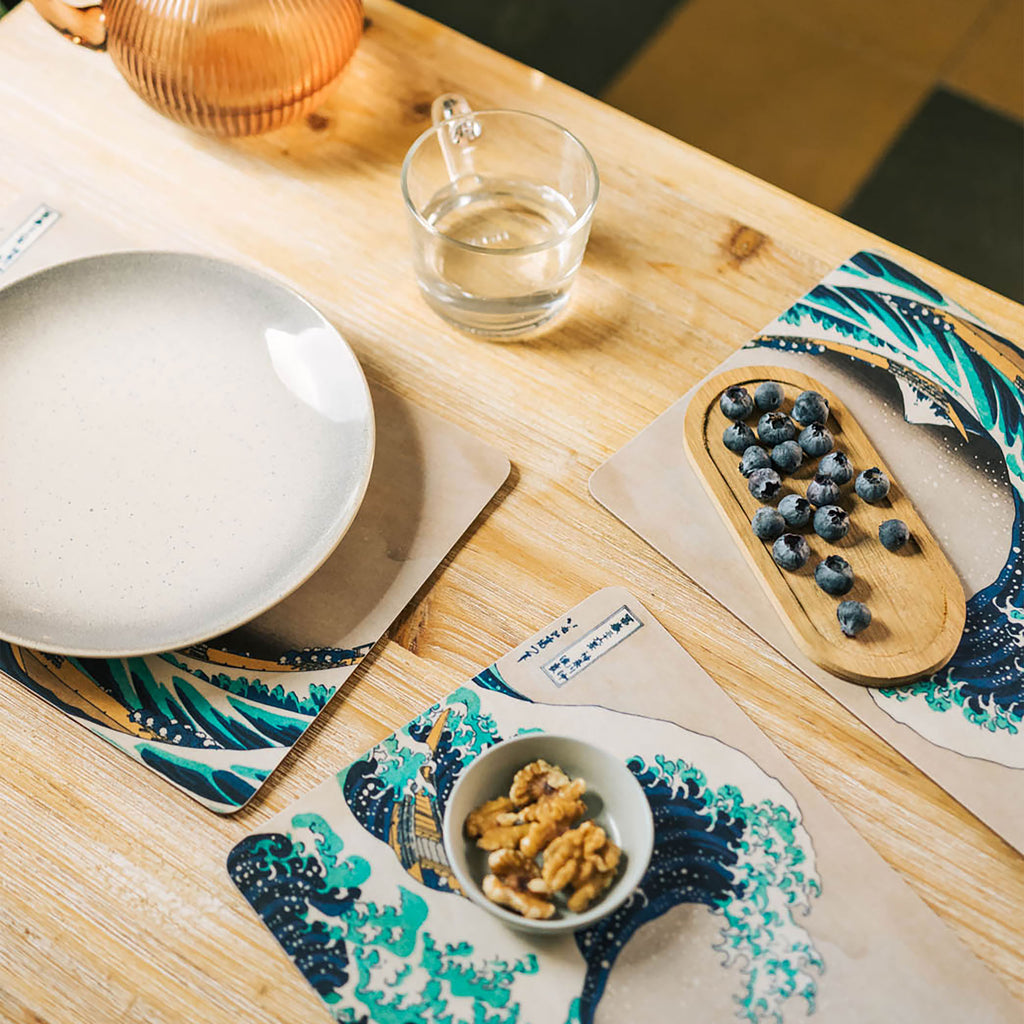 Produktbild Den stora vågen utanför Kanagawa - Katsushika Hokusai frukostbricka 4-delad set