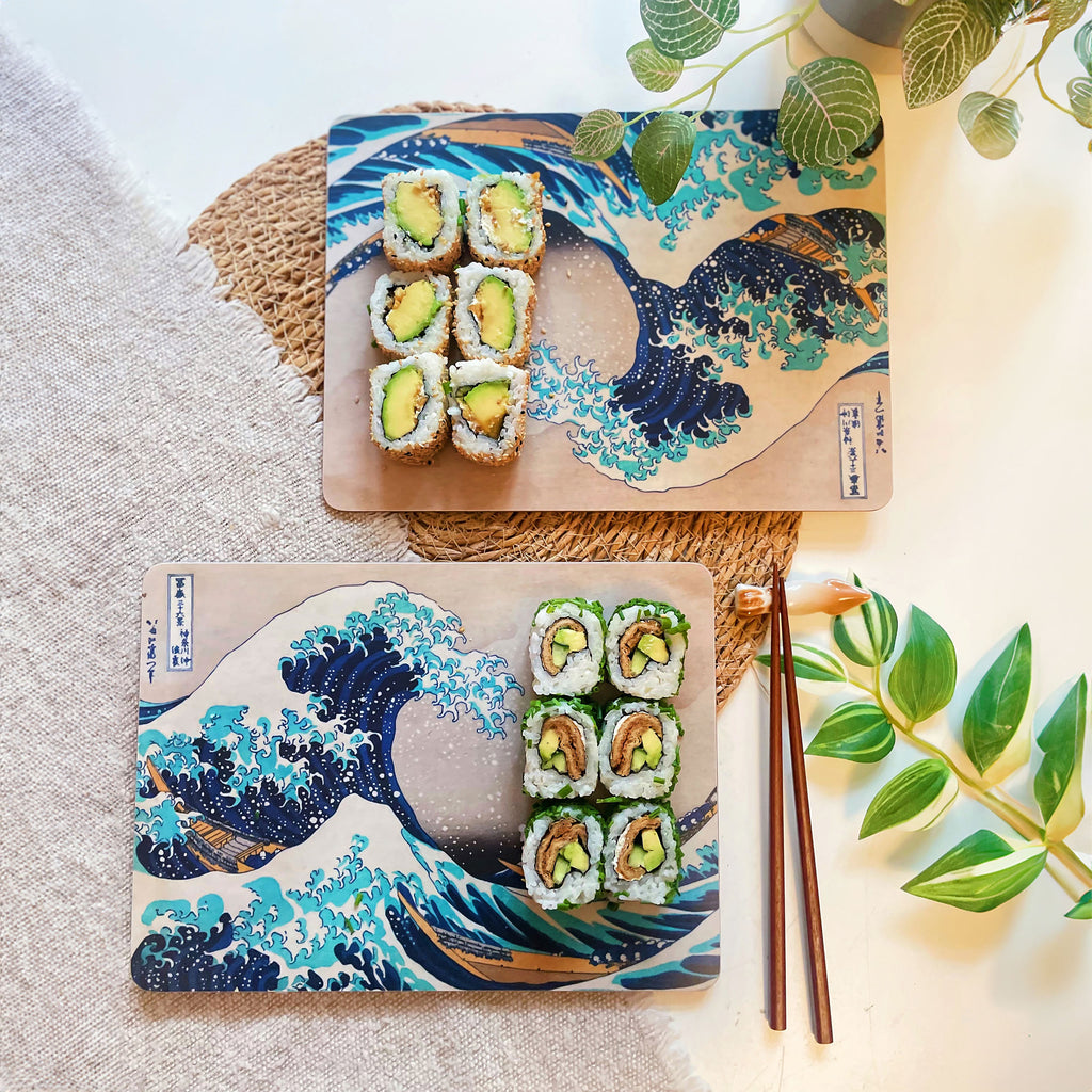 Produktbild Den stora vågen utanför Kanagawa - Katsushika Hokusai frukostbricka 4-delad set
