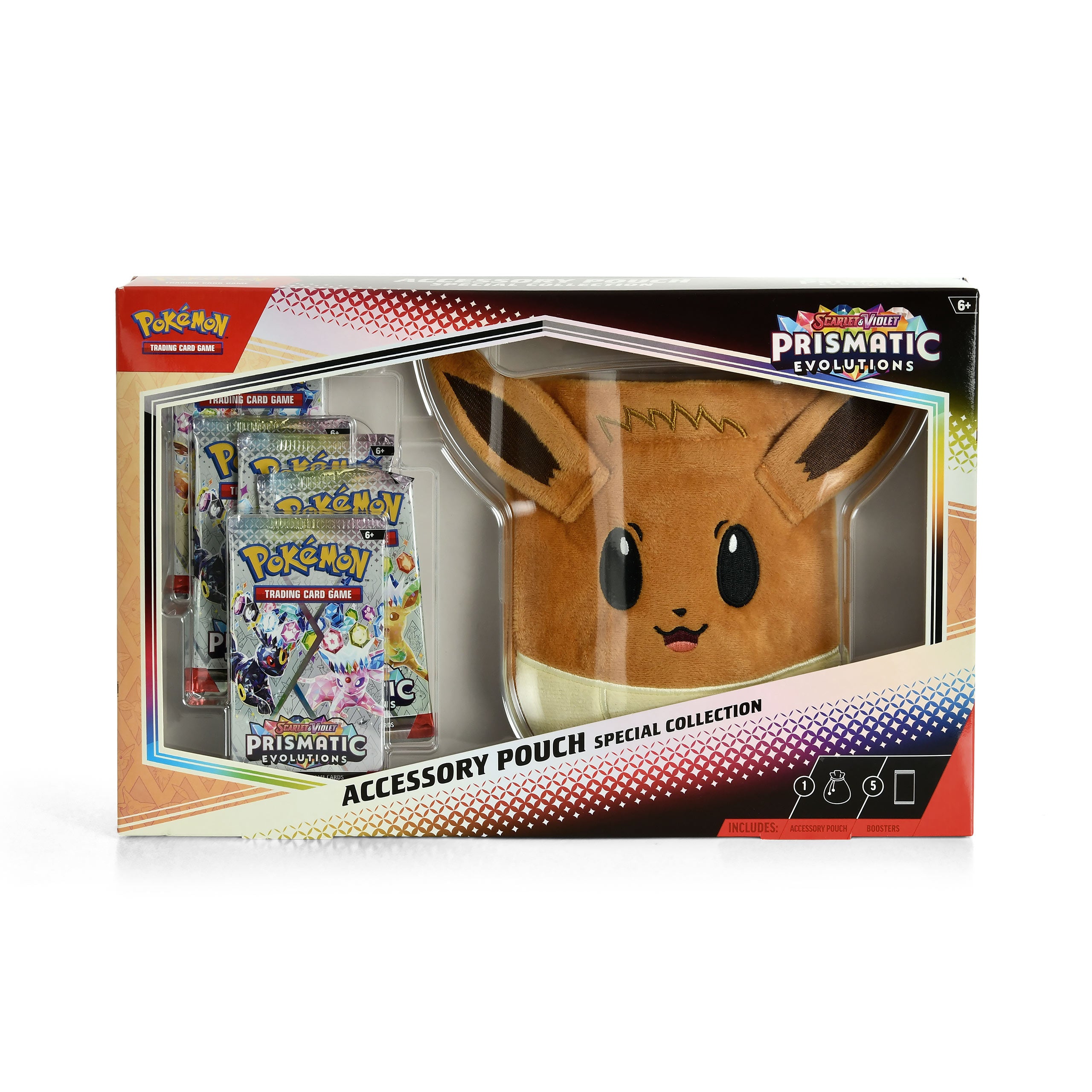 Produktbild Pokemon - Scarlet & Violet Prismatic Evolutions Samlarkort med Plyschpåse