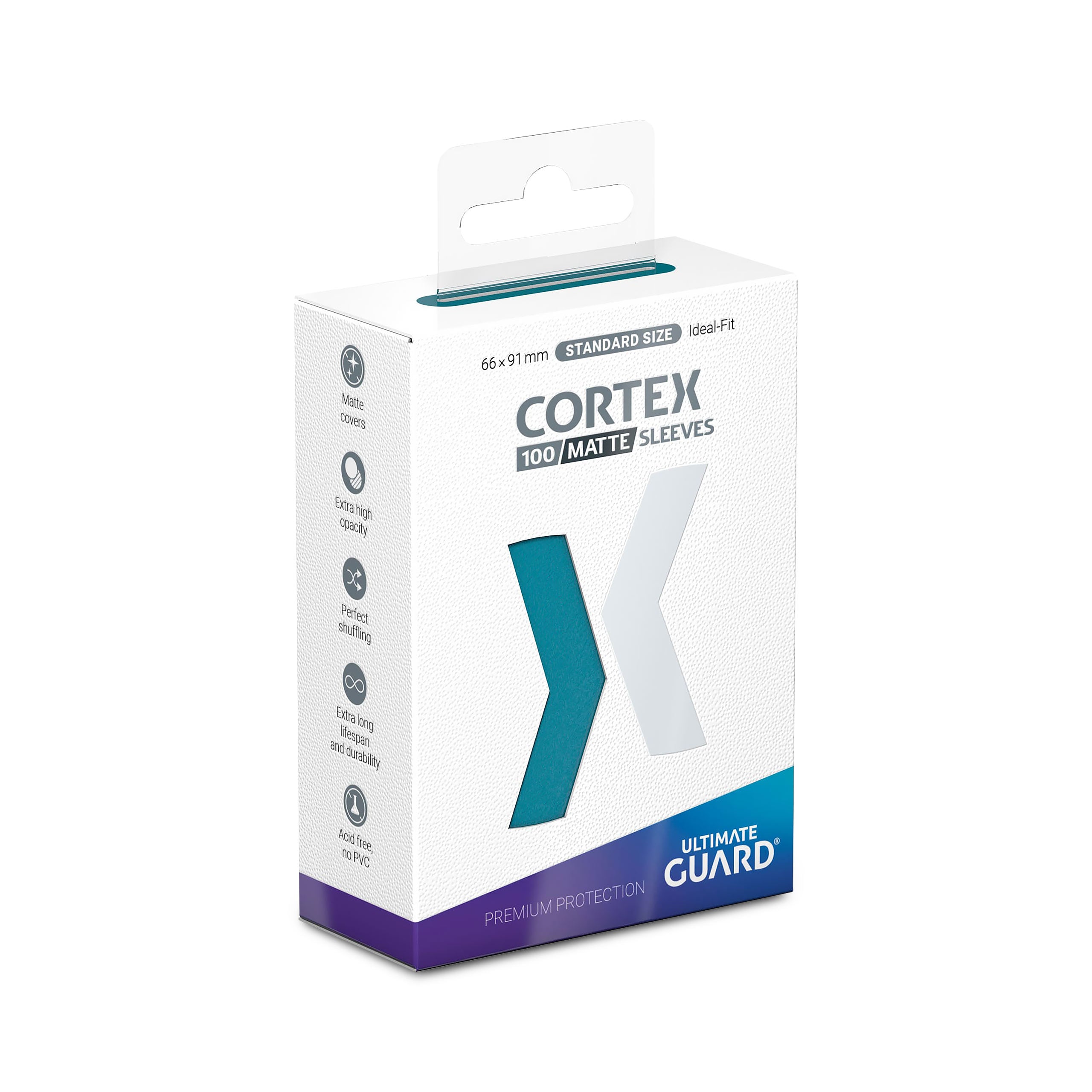Produktbild Cortex kortfickor matt petrolblå - 100-pack - Ultimate Guard - TCG standardstorlek