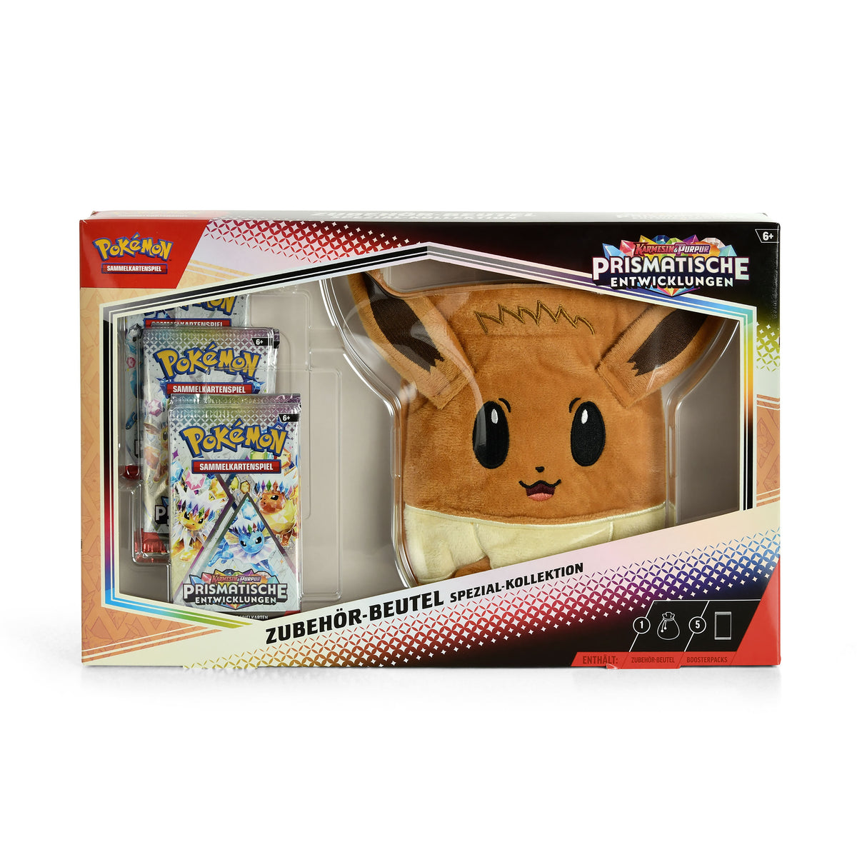 Produktbild Pokemon - Eevee Scarlet & Violet Prismatiska Utvecklingar Samlarkort med Plyschpåse