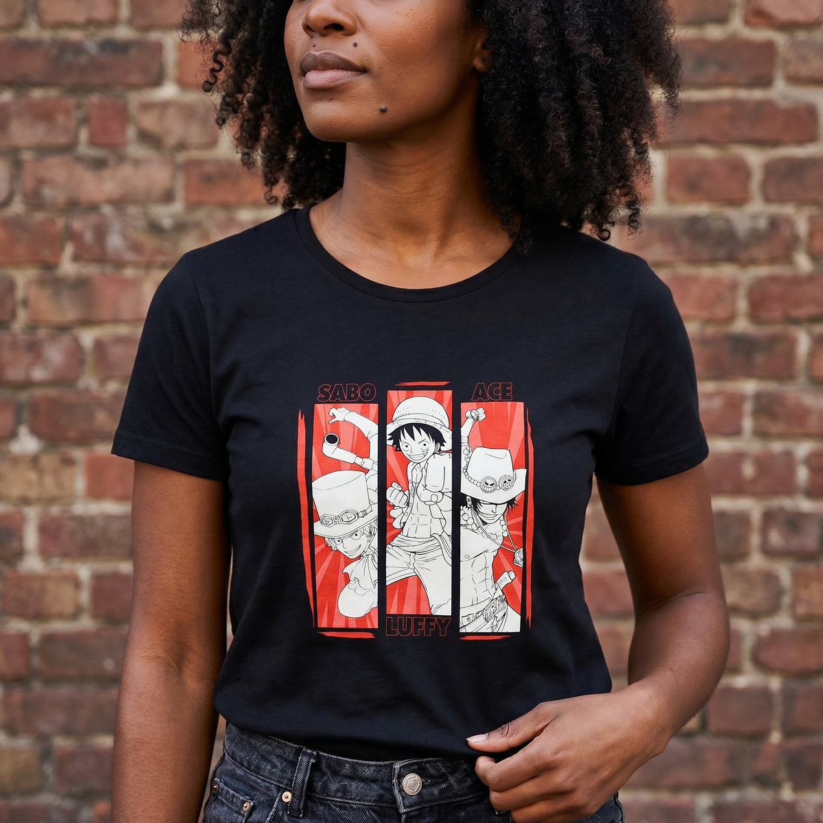 Produktbild One Piece - Besättning T-shirt svart
