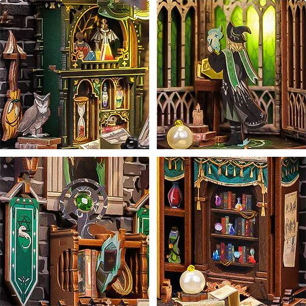 Produktbild Darkness Common Room Book Nook modellbyggsats i trä för Harry Potter-fans
