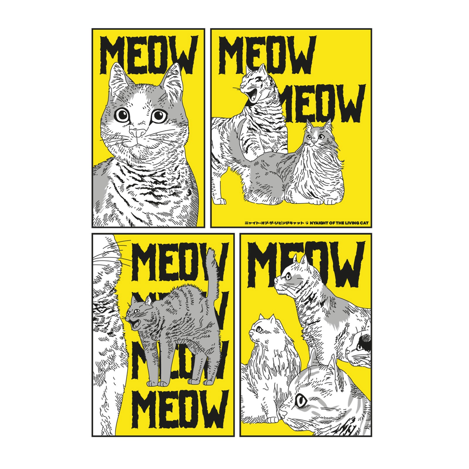 Produktbild Meow T-shirt för Night of the Living Cat-fans vit