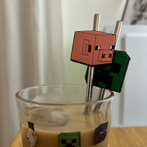 Produktbild Minecraft - Glas med karaktärer och 2 sugrör