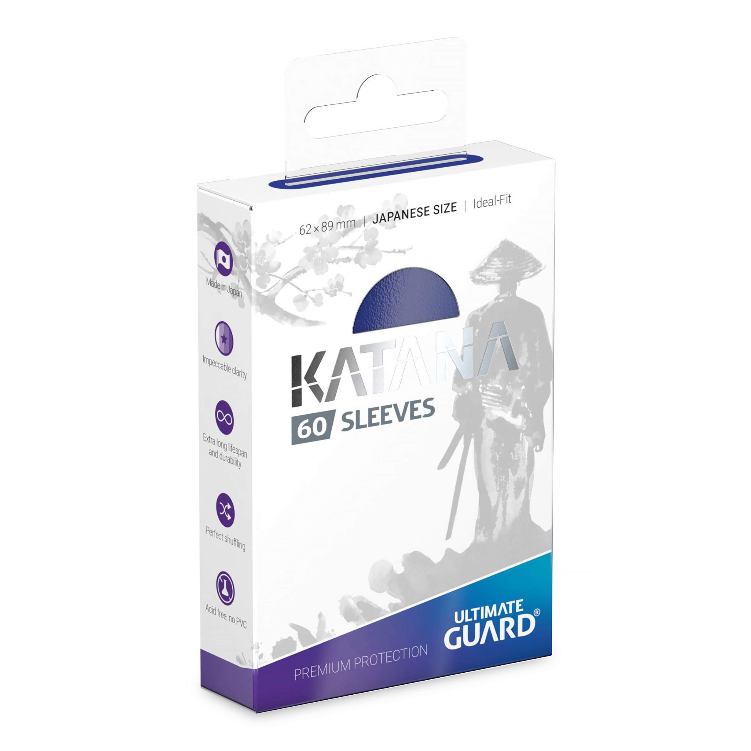 Produktbild Katana kortfickor blå – 60-pack – Ultimate Guard – japansk storlek för TCG