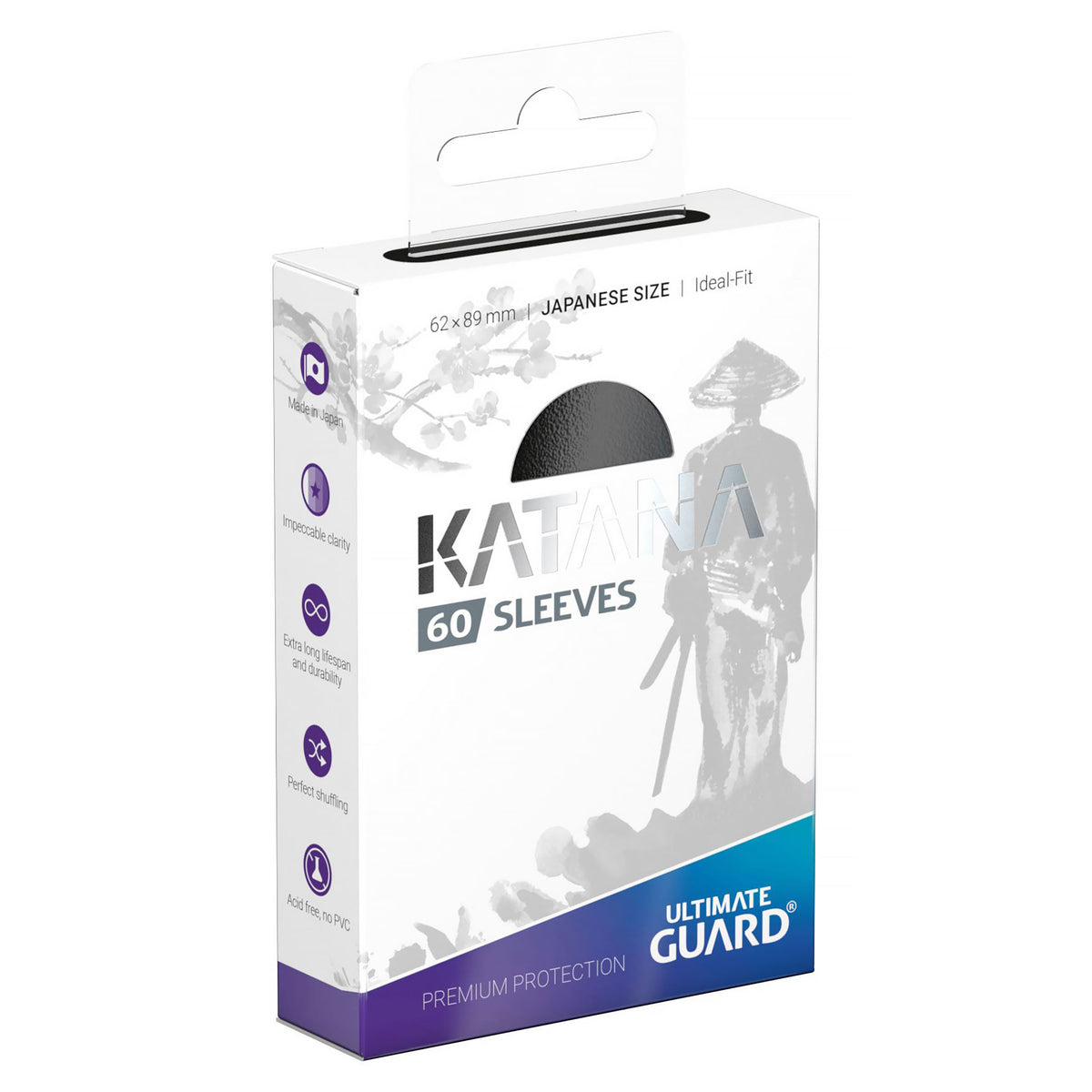 Produktbild Katana kortfickor svarta 60-pack Ultimate Guard för TCG – japansk storlek