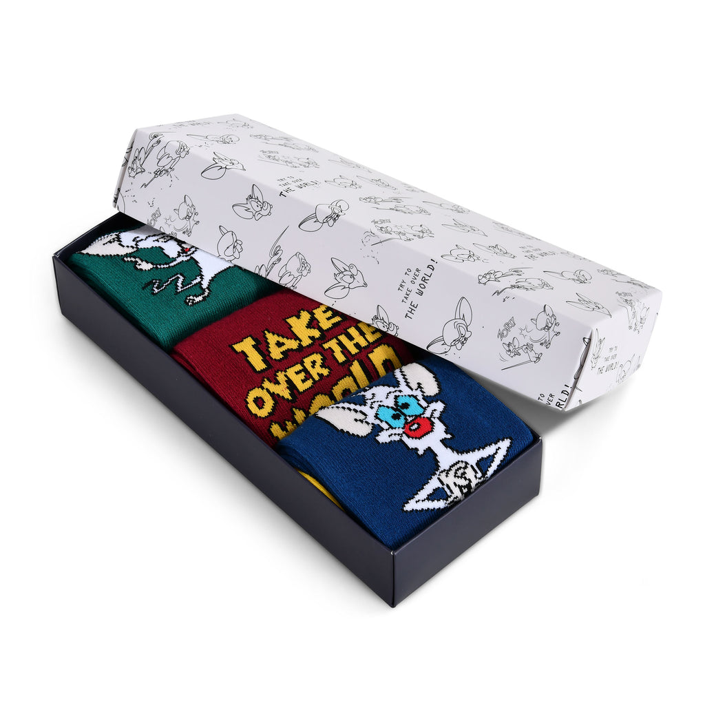 Produktbild Pinky and the Brain - 3-pack Pinky och Brain-strumpor i presentförpackning