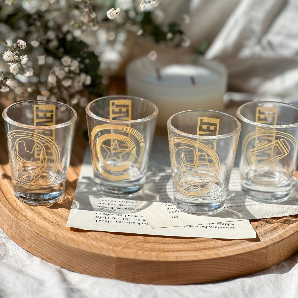 Produktbild Marvel - Symbols set med 4 shotglas