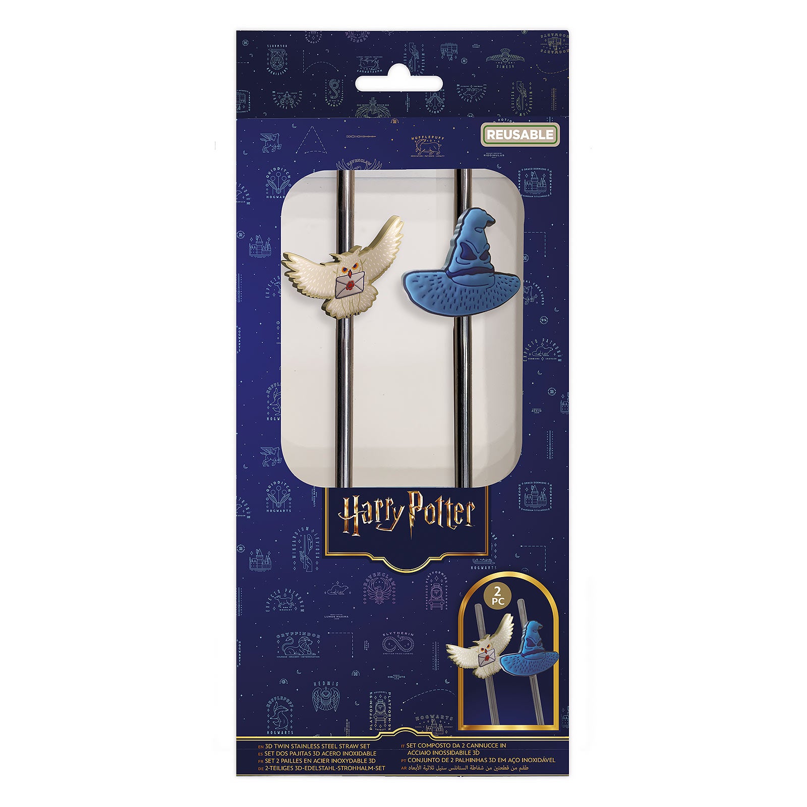 Produktbild Harry Potter - Sorteringshatten och Hedwig Sugrör 2-pack