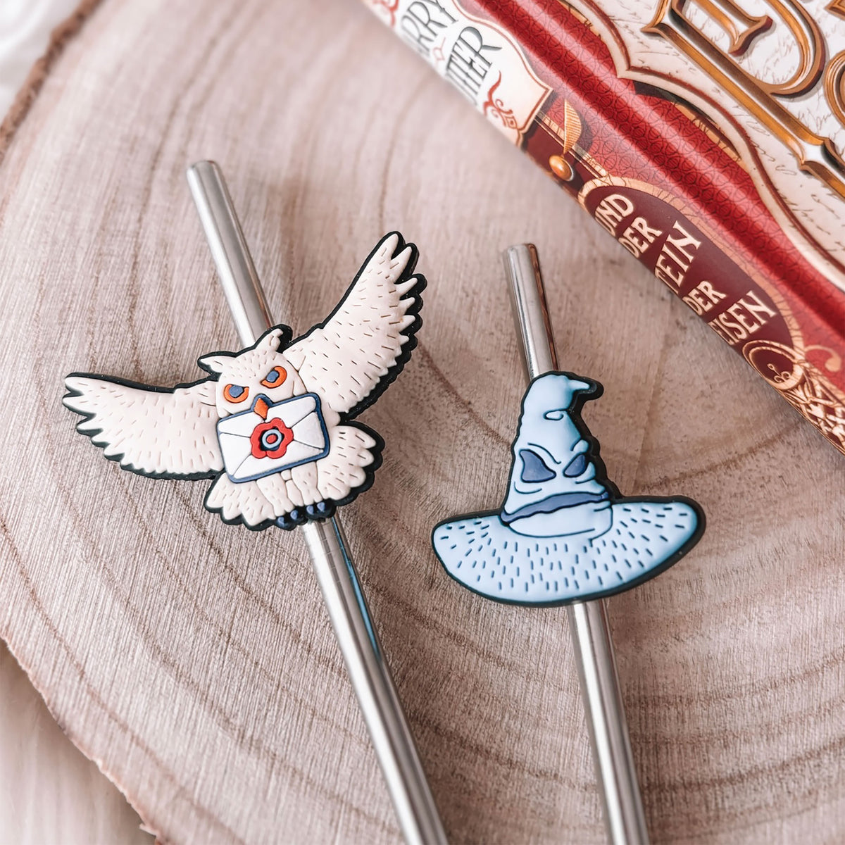 Produktbild Harry Potter - Sorteringshatten och Hedwig Sugrör 2-pack