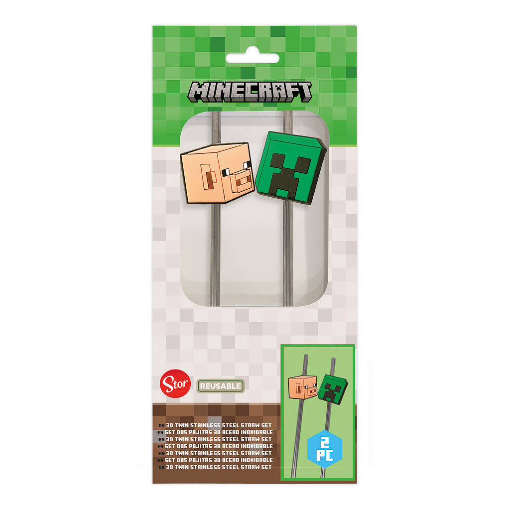 Produktbild Minecraft - Creeper och Pig sugrör 2-pack