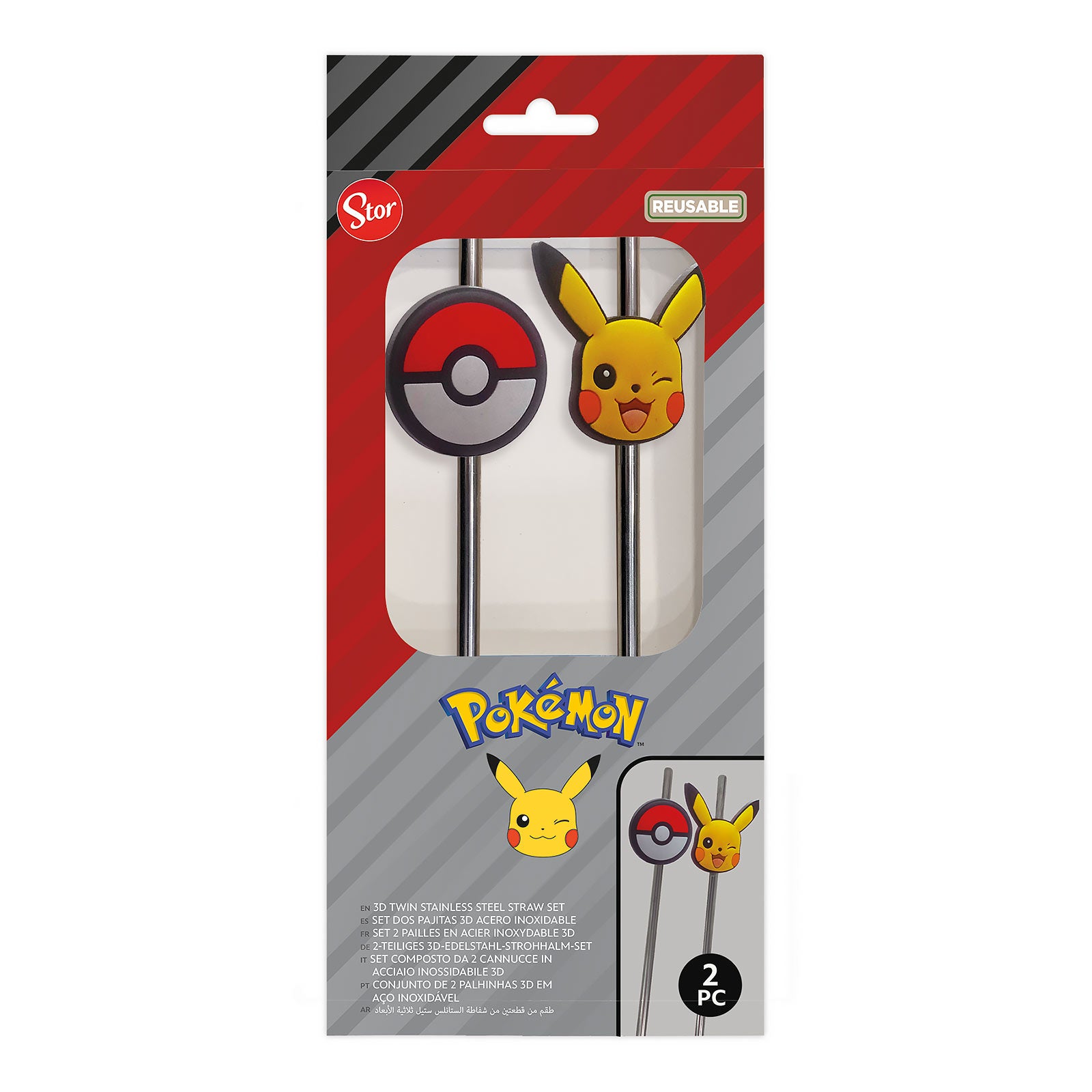 Produktbild Pokémon – Pikachu och Poké Ball Sugrör 2-pack