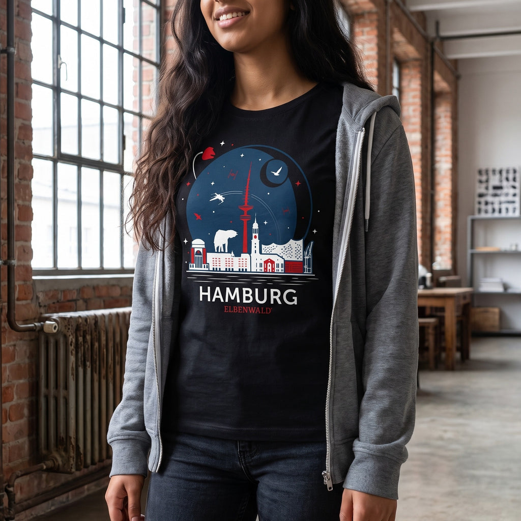 Produktbild Elbenwald i Hamburg Skyline T-shirt svart