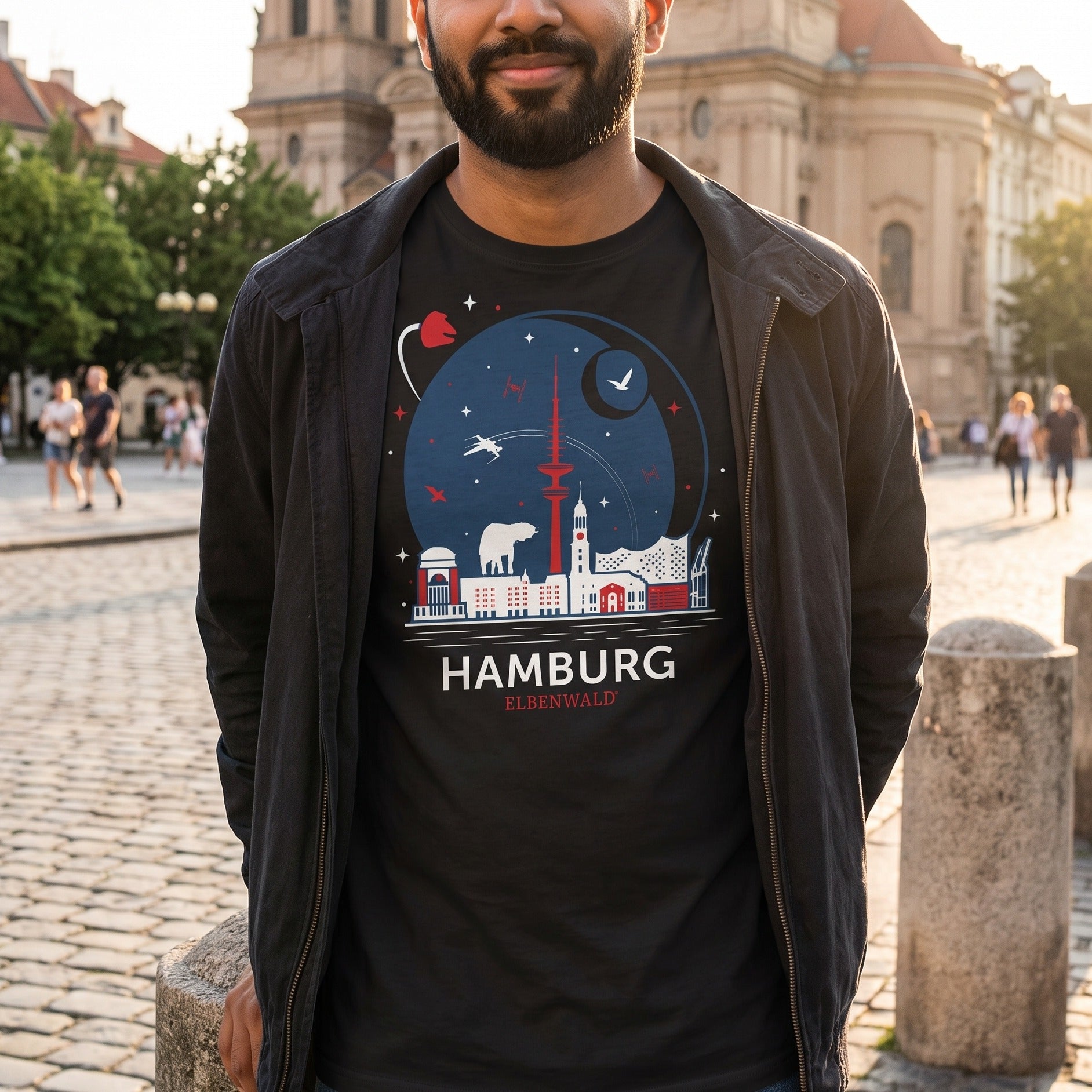 Produktbild Elbenwald i Hamburg Skyline T-shirt svart