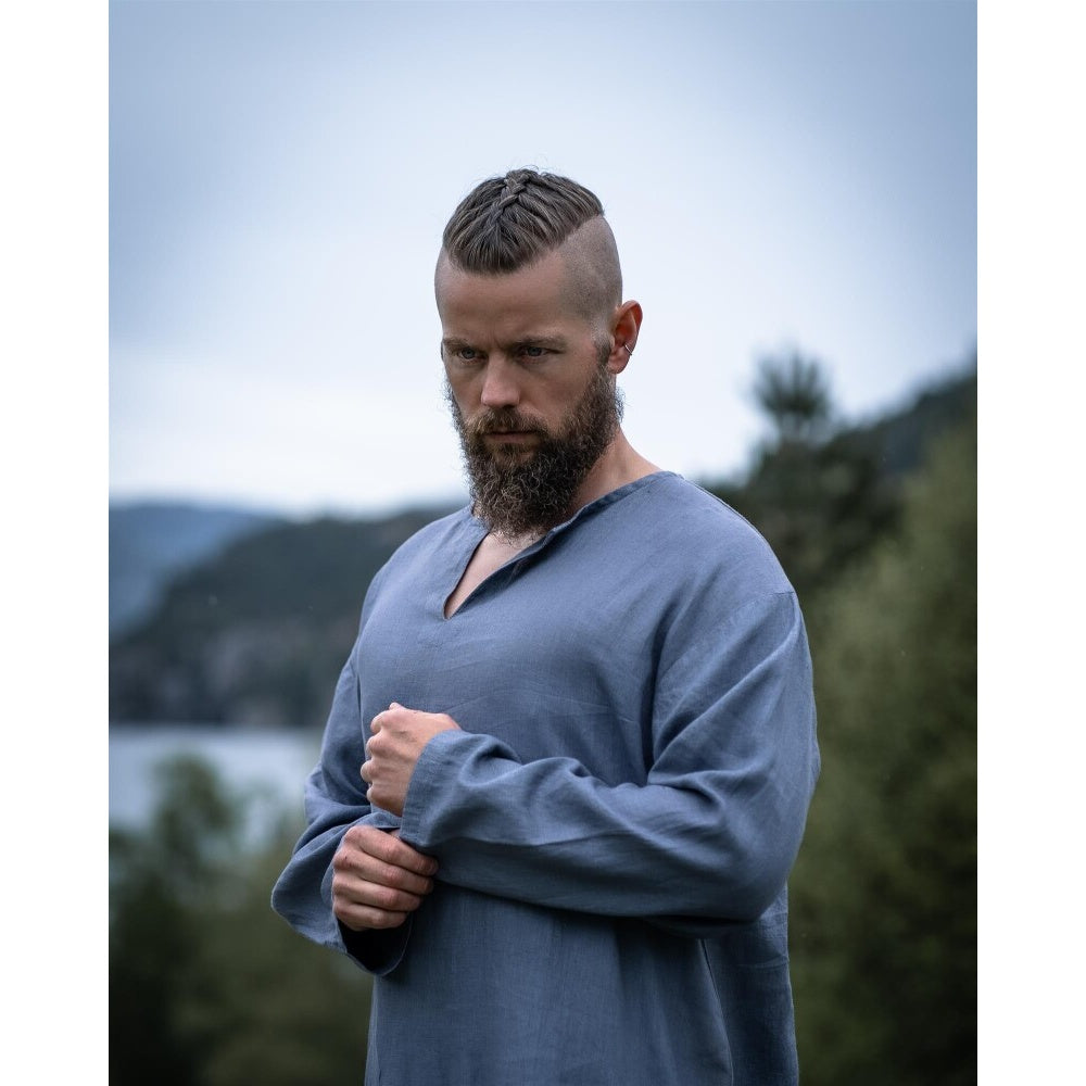 Produktbild Medeltida linnetunika Halvar blå-grå