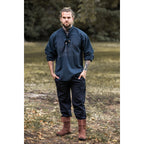 Product image Medieval Stand-Up Collar Lace-Up Shirt Georg blue mottled