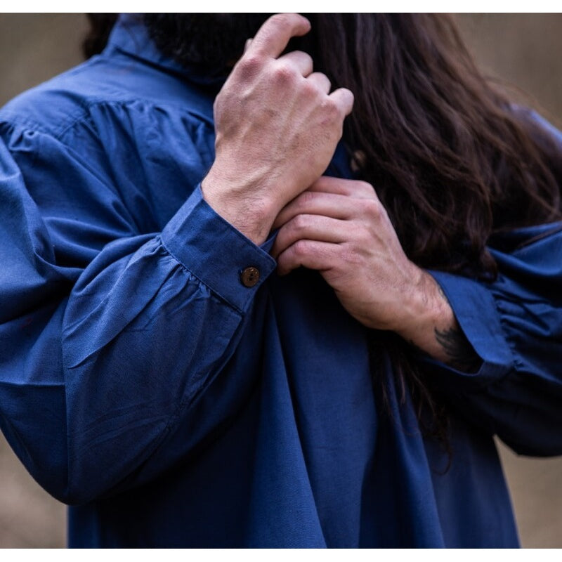 Product image Medieval Stand-Up Collar Lace-Up Shirt Friedrich blue