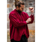 Product image Medieval Stand-Up Collar Lace-Up Shirt Friedrich burgundy red