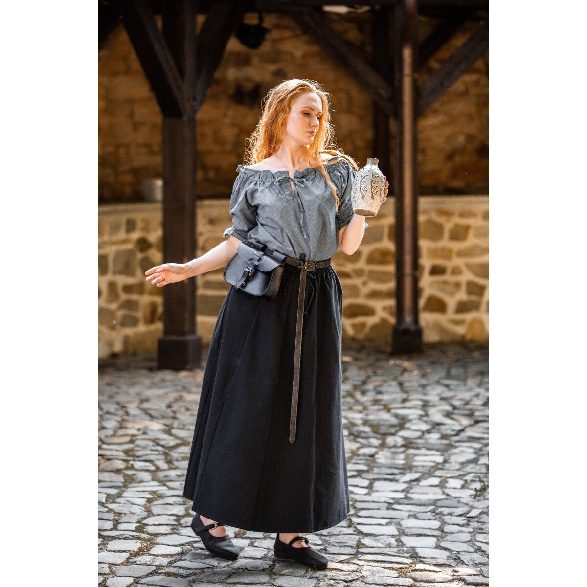 Produktbild Medeltida kortärmad blus Verena blå