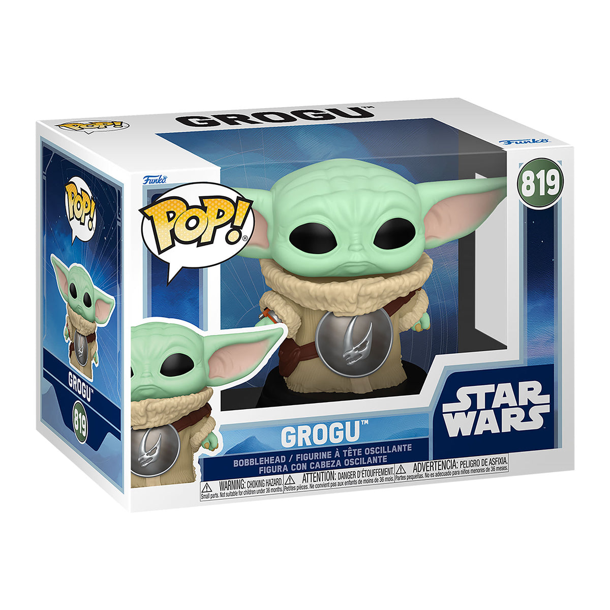 Produktbild Grogu med Mudhorn-bröstharnesk Funko Pop bobblehead-figur – Star Wars The Mandalorian and Grogu