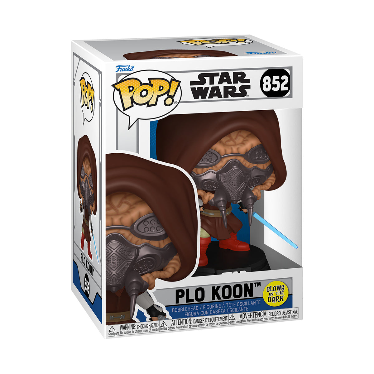 Produktbild Star Wars – Plo Koon Glow in the Dark Funko Pop-figur med vippande huvud