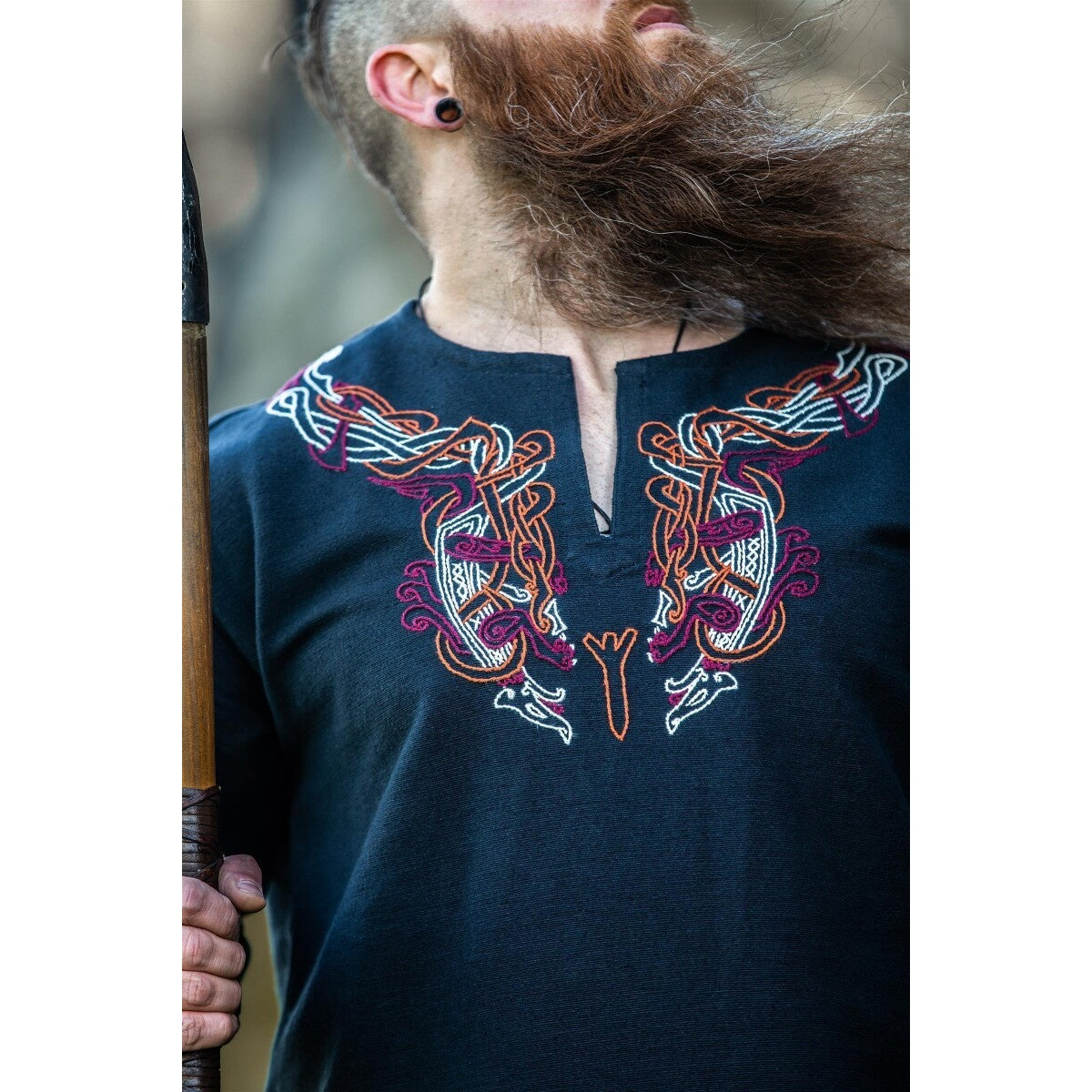 Produktbild Medeltida vikingatunika Snorri svart-röd