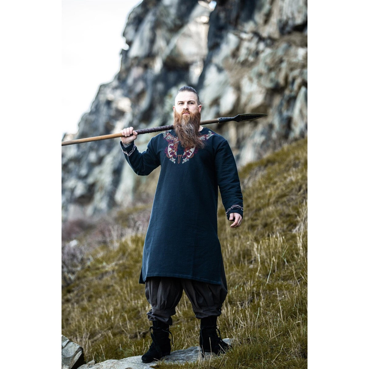 Produktbild Medeltida vikingatunika Snorri svart-röd