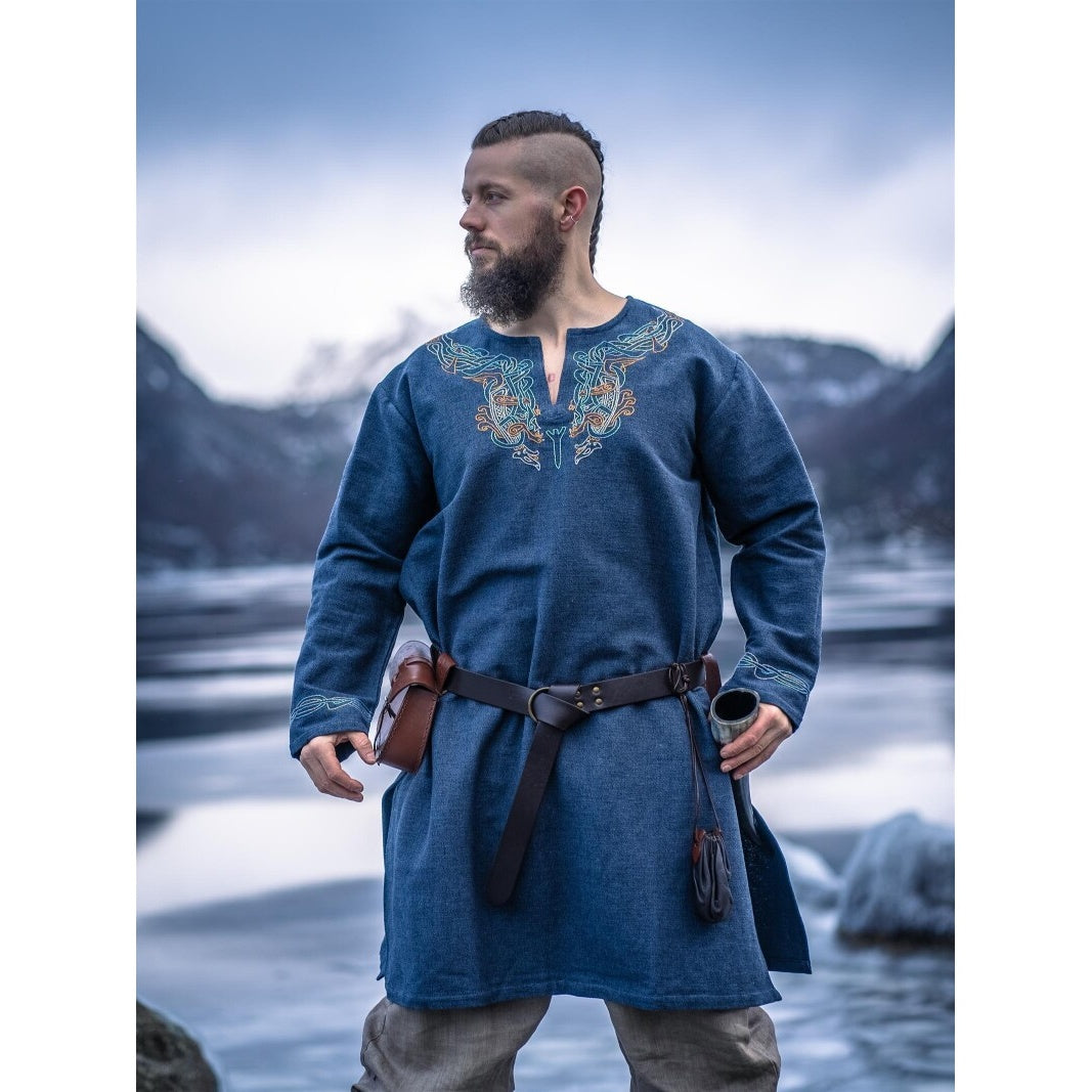 Produktbild Medeltida vikingatunika Snorri gråblå