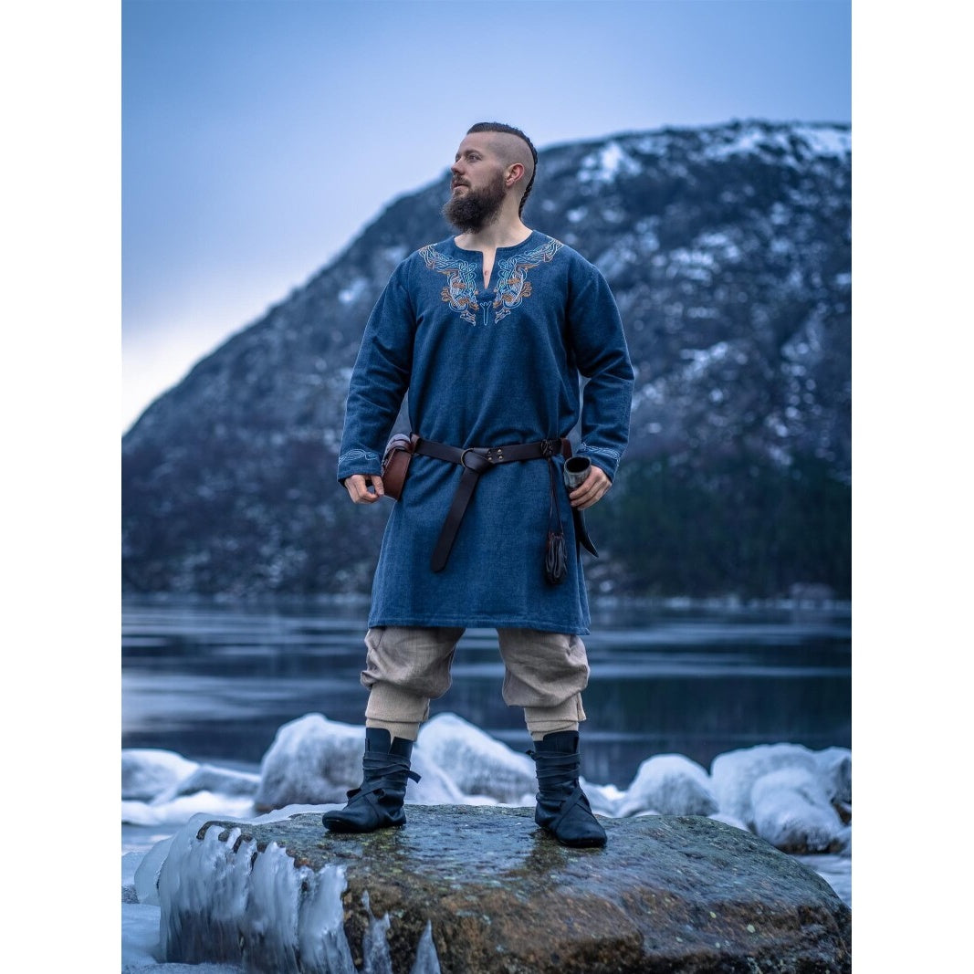 Produktbild Medeltida vikingatunika Snorri gråblå
