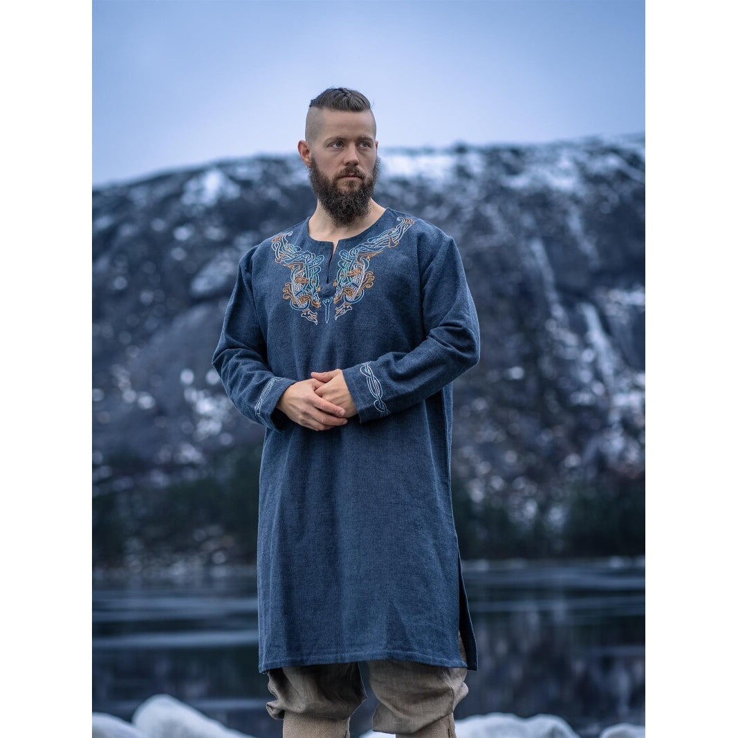 Produktbild Medeltida vikingatunika Snorri gråblå