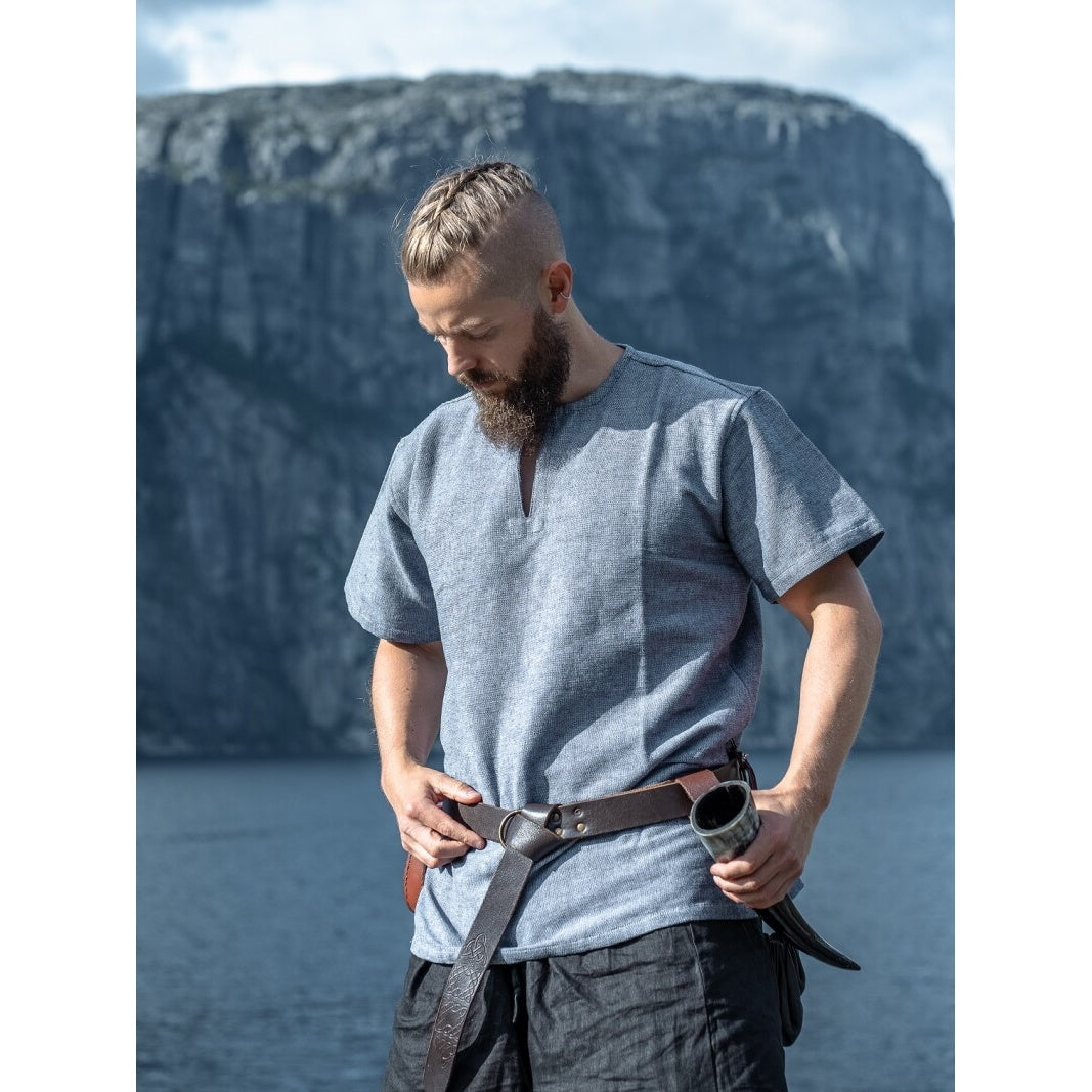 Produktbild Medeltida vikingatunika Edmund kortärmad blågrå