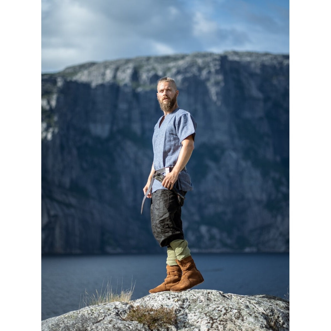 Produktbild Medeltida vikingatunika Edmund kortärmad blågrå