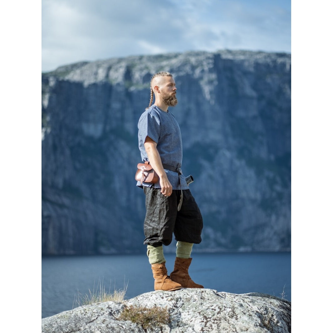Produktbild Medeltida vikingatunika Edmund kortärmad blågrå