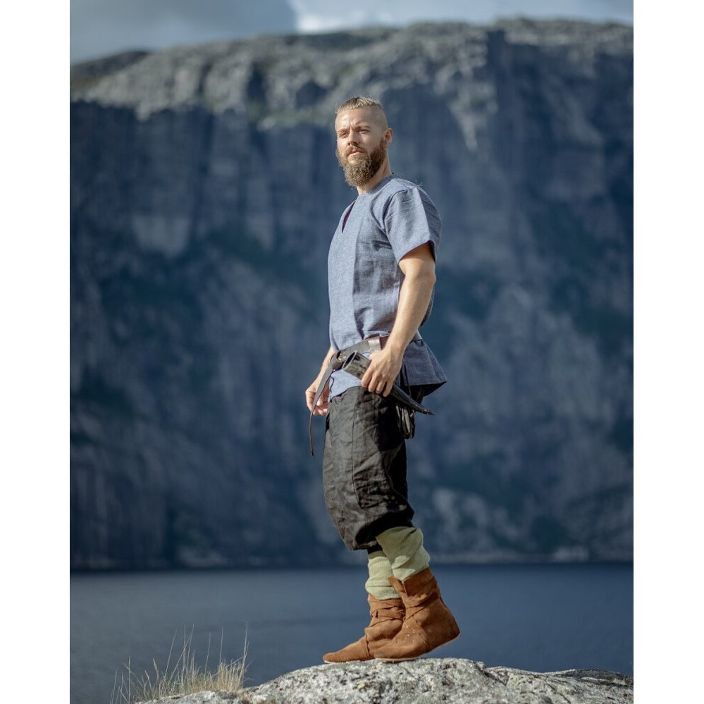 Produktbild Medeltida vikingatunika Edmund kortärmad blågrå