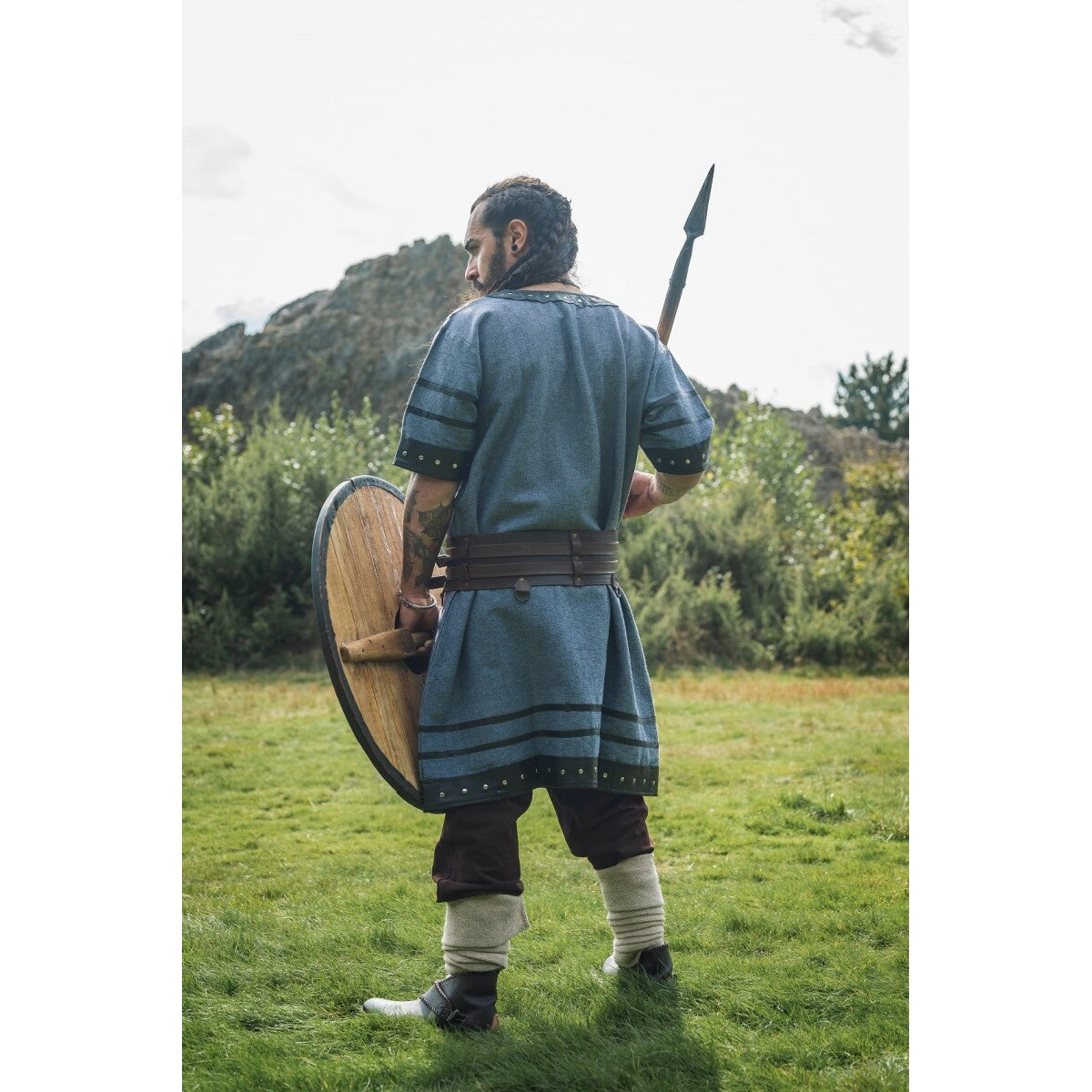 Produktbild Medeltida vikingatunika Rollo kortärmad blågrå
