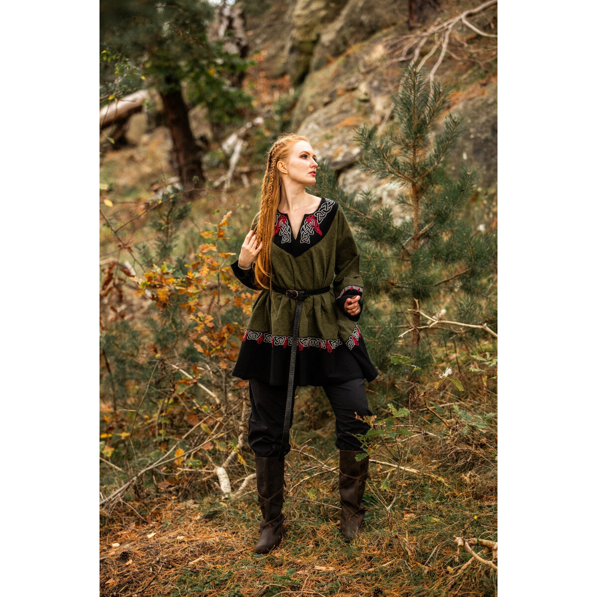 Produktbild Medeltida vikingatunika Freydis oliv