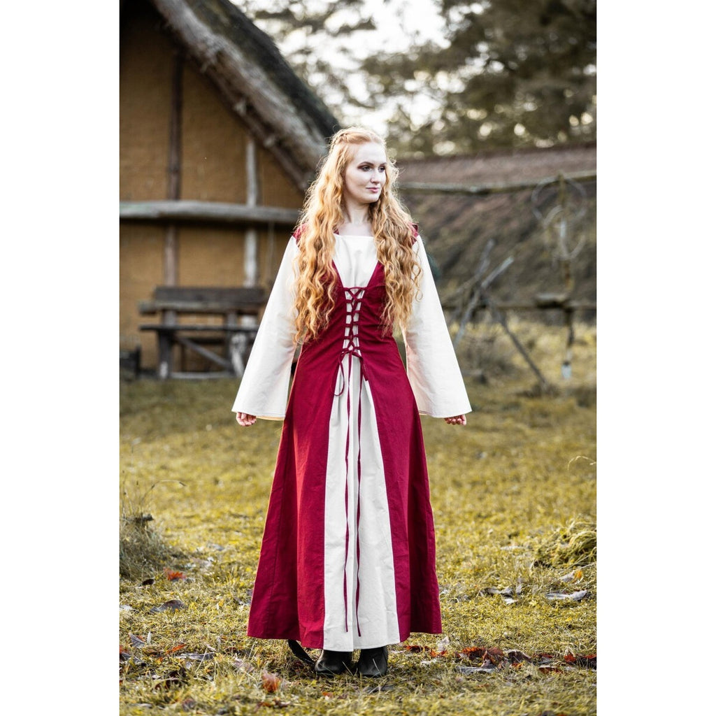 Produktbild Medeltidsklänning Genefe röd-beige