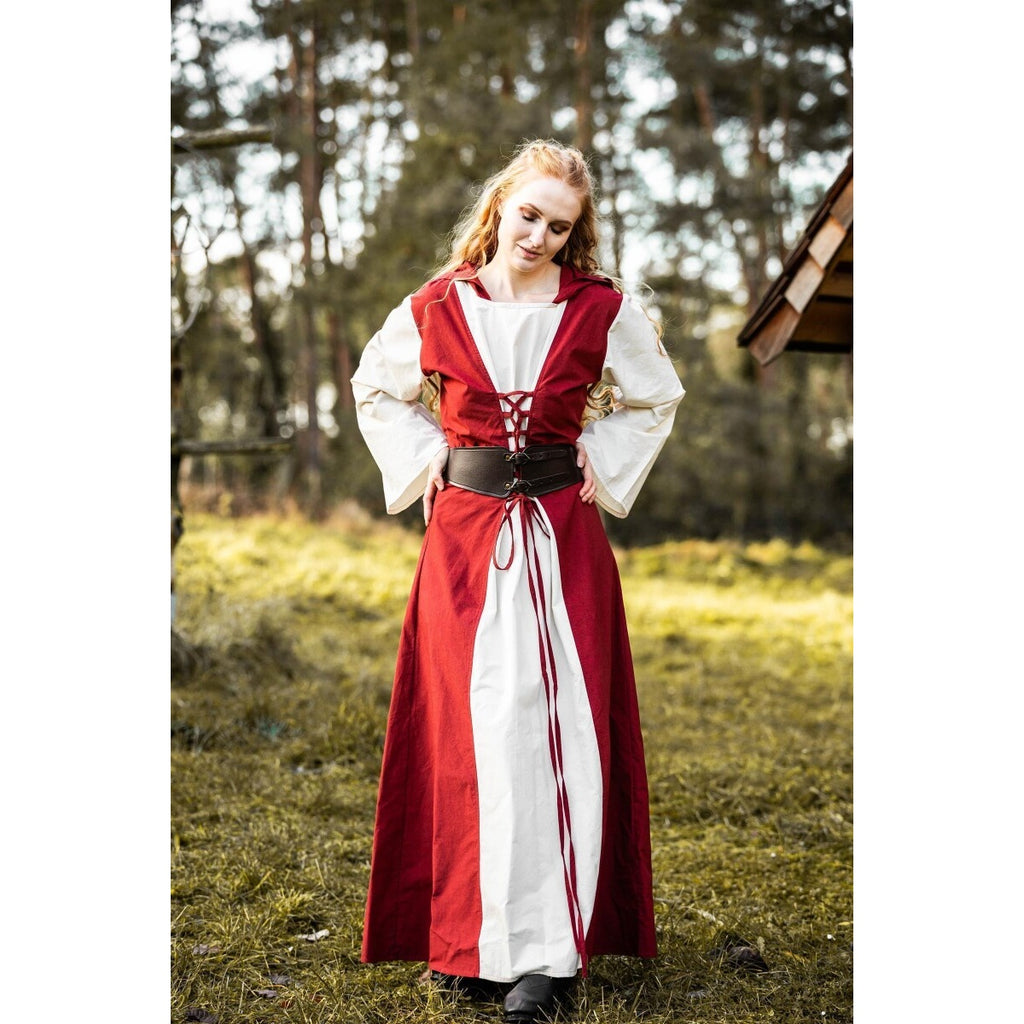Produktbild Medeltidsklänning Genefe röd-beige